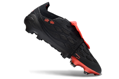 Adidas Predator 26 Elite Fold-Over Tongue FG Firm Ground Soccer Cleats - Black/Crimson Red/Deep Black