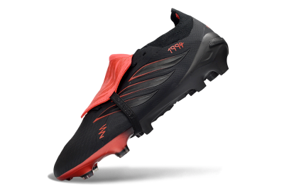 Adidas Predator 26 Elite Fold-Over Tongue FG Firm Ground Soccer Cleats - Black/Crimson Red/Deep Black
