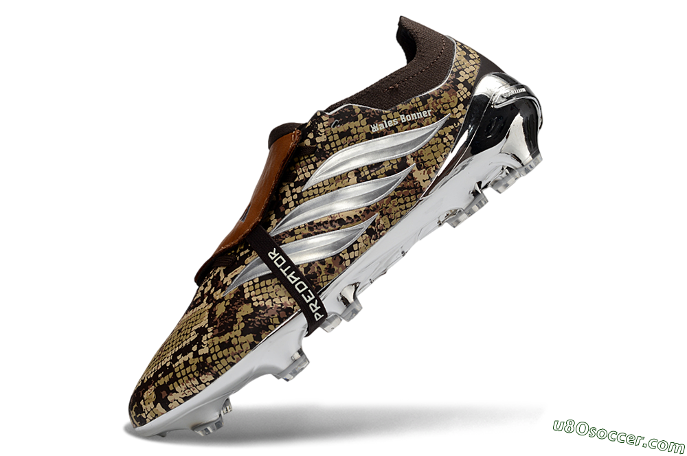 Adidas Predator 26 Elite Fold-Over Tongue FG Firm Ground Soccer Cleats - Brown/Cocoa Brown/Metallic Silver 5