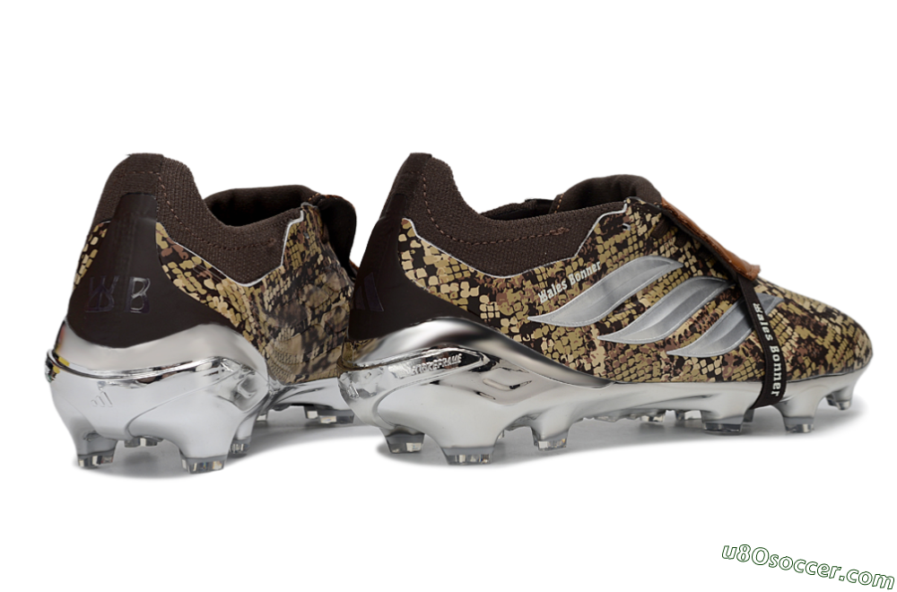 Adidas Predator 26 Elite Fold-Over Tongue FG Firm Ground Soccer Cleats - Brown/Cocoa Brown/Metallic Silver 6