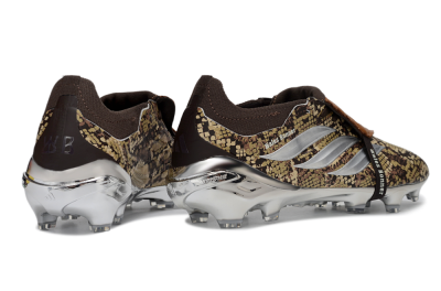 Adidas Predator 26 Elite Fold-Over Tongue FG Firm Ground Soccer Cleats - Brown/Cocoa Brown/Metallic Silver