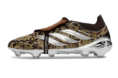 Adidas Predator 26 Elite Fold-Over Tongue FG Firm Ground Soccer Cleats - Brown/Cocoa Brown/Metallic Silver