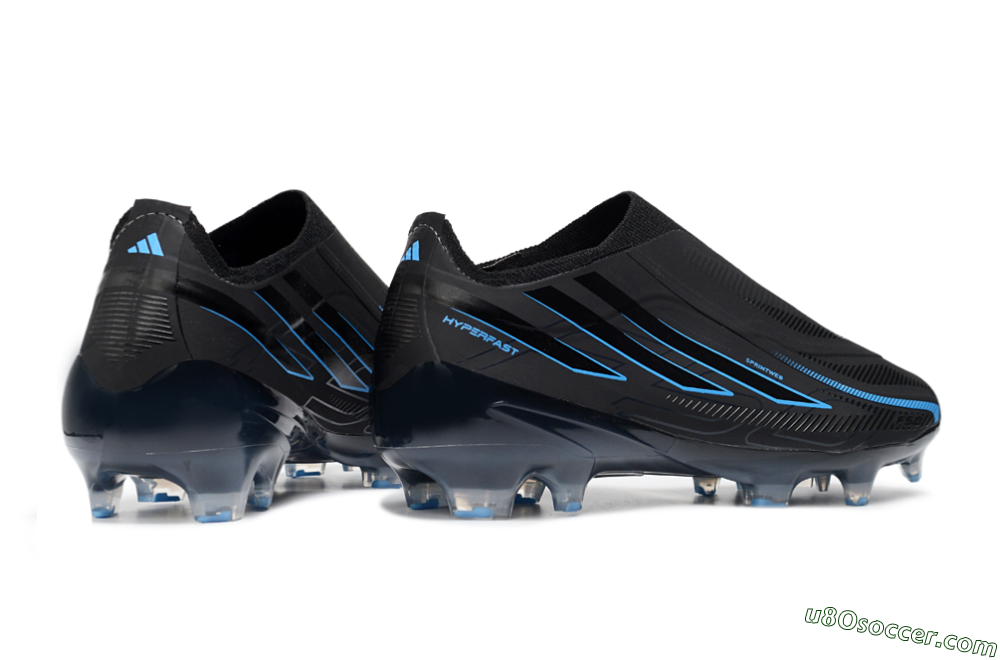 Adidas F50 Hyperfast 2026 World Cup Laceless FG Firm Ground Soccer Cleats - Black/Electric Blue/Shadow Blue 6