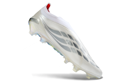 Adidas Predator 26 Elite Laceless FG Firm Ground Soccer Cleats - White/Electric Blue/Crimson Red