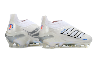 Adidas Predator 26 Elite Laceless FG Firm Ground Soccer Cleats - White/Electric Blue/Crimson Red