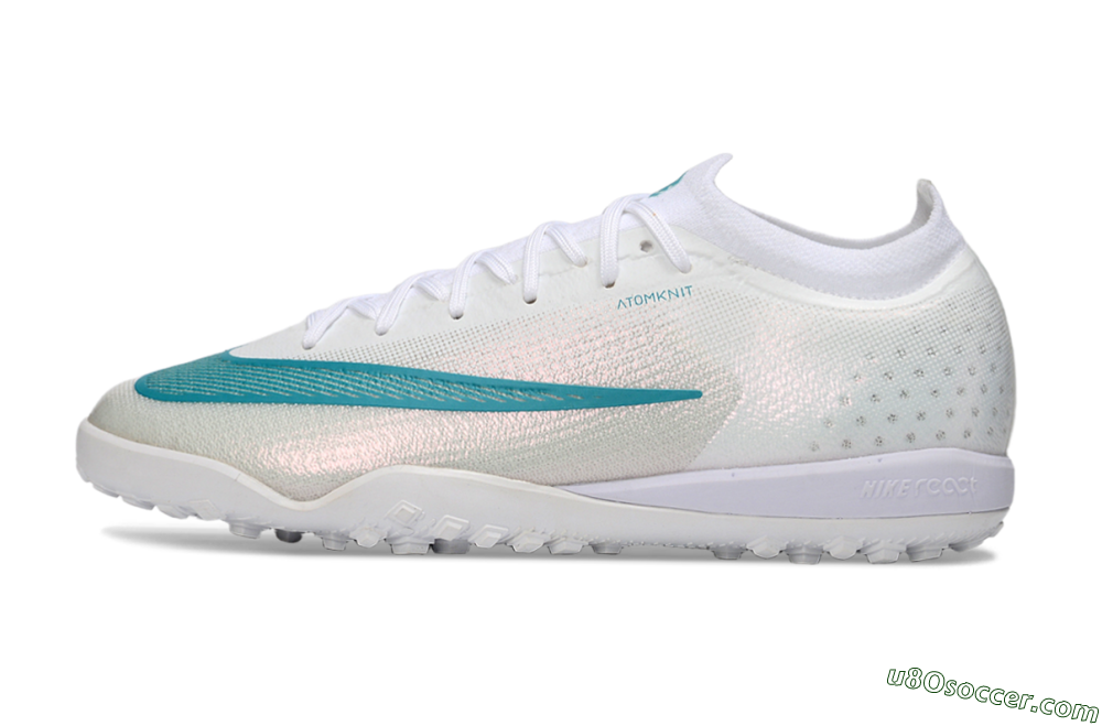 Nike Air Zoom Mercurial Vapor 17 Elite TF Artificial Turf Soccer Shoes - White/Teal Burst/Frost White 2