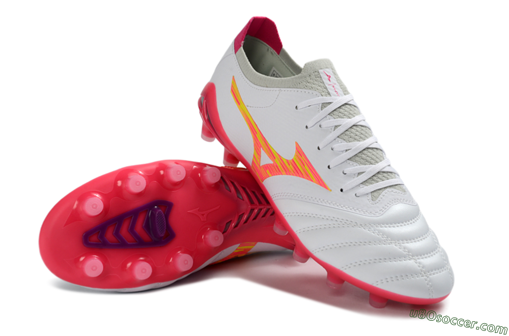 Mizuno Alpha 3 Elite FG Firm Ground Soccer Cleats - White/Fluorescent Pink/Neon Yellow 4
