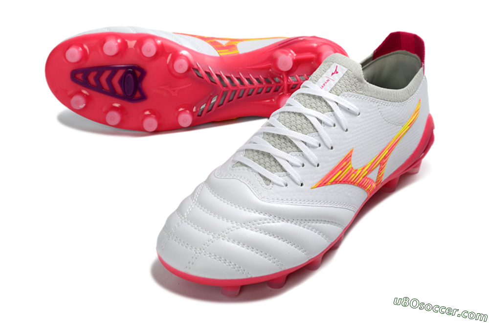 Mizuno Alpha 3 Elite FG Firm Ground Soccer Cleats - White/Fluorescent Pink/Neon Yellow 3