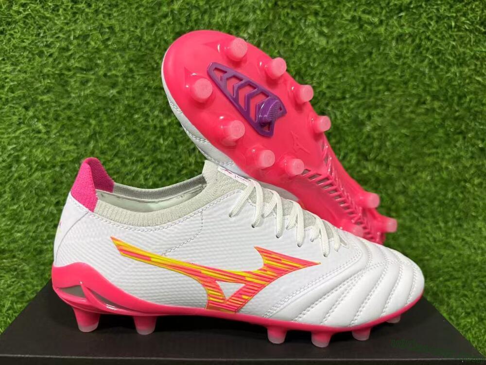 Mizuno Alpha 3 Elite FG Firm Ground Soccer Cleats - White/Fluorescent Pink/Neon Yellow
