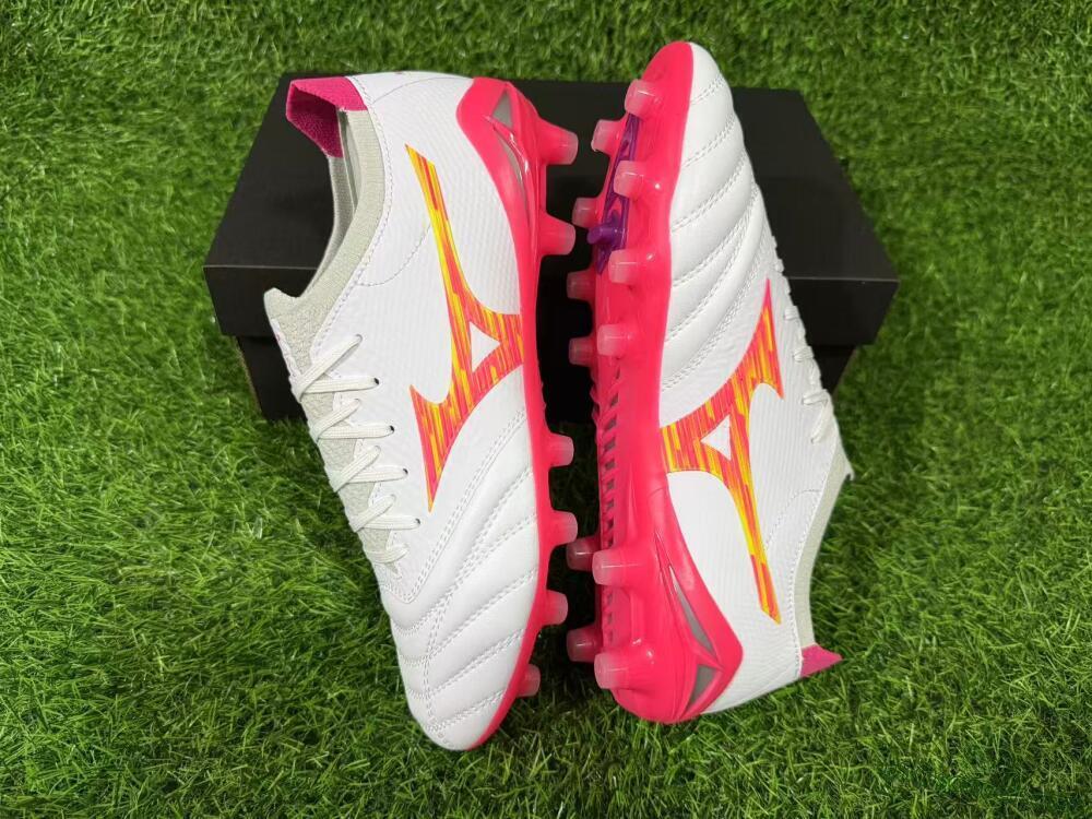 Mizuno Alpha 3 Elite FG Firm Ground Soccer Cleats - White/Fluorescent Pink/Neon Yellow