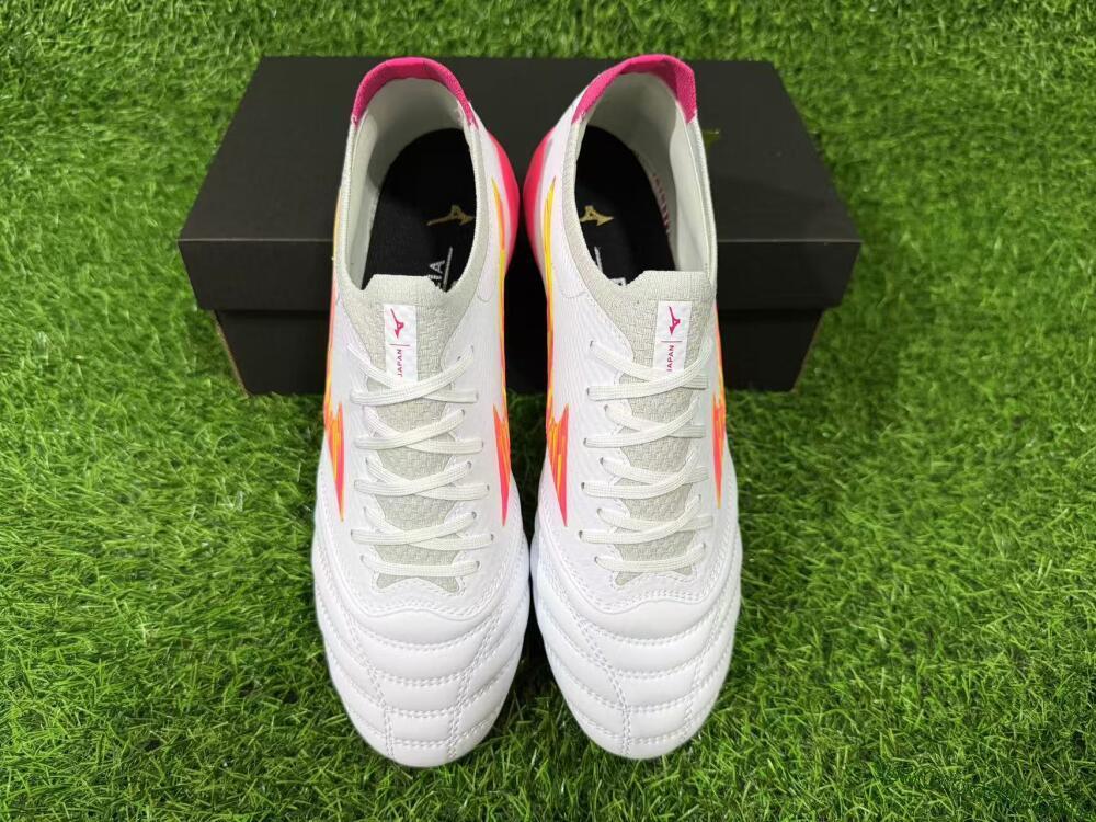 Mizuno Alpha 3 Elite FG Firm Ground Soccer Cleats - White/Fluorescent Pink/Neon Yellow