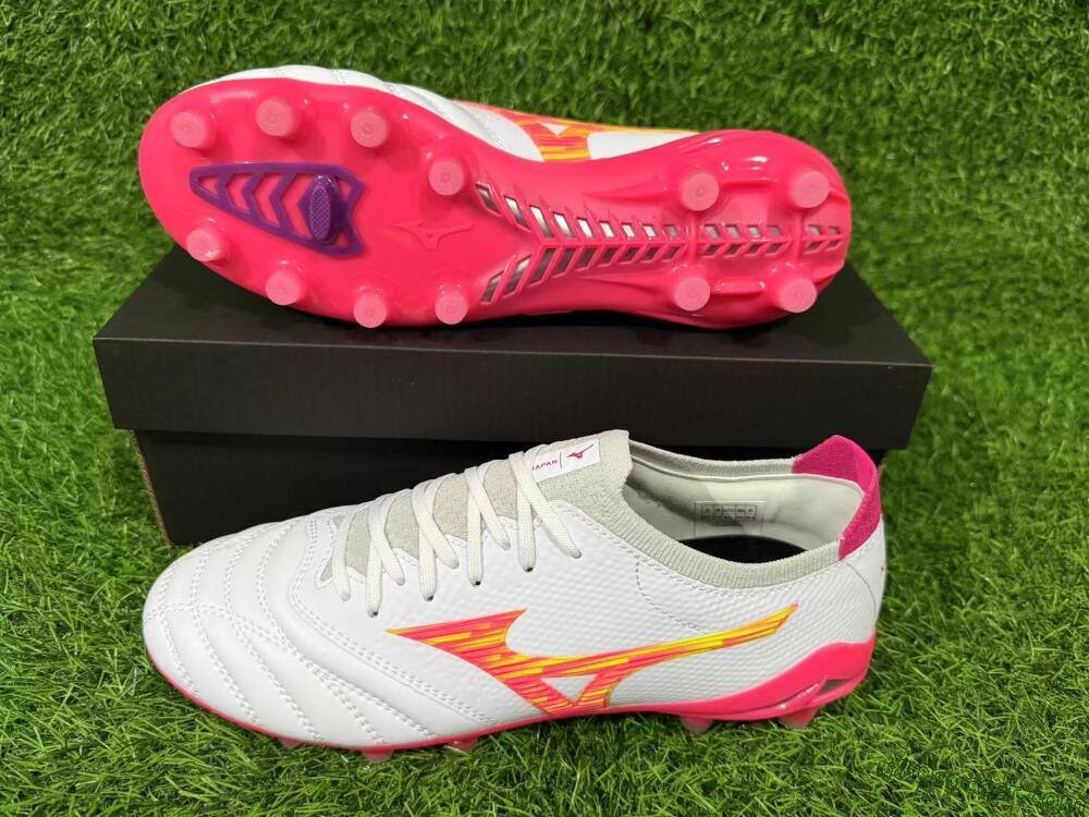 Mizuno Alpha 3 Elite FG Firm Ground Soccer Cleats - White/Fluorescent Pink/Neon Yellow