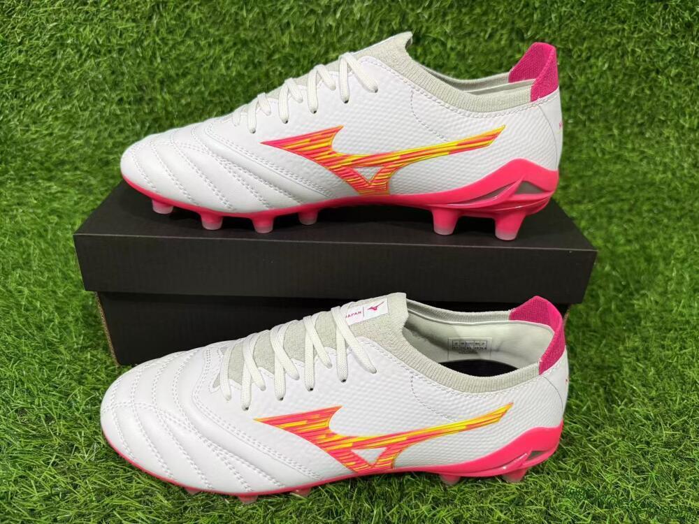Mizuno Alpha 3 Elite FG Firm Ground Soccer Cleats - White/Fluorescent Pink/Neon Yellow