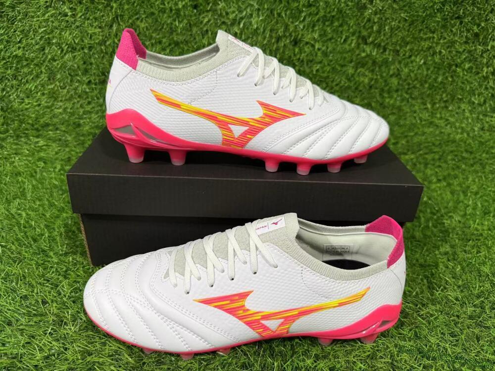Mizuno Alpha 3 Elite FG Firm Ground Soccer Cleats - White/Fluorescent Pink/Neon Yellow
