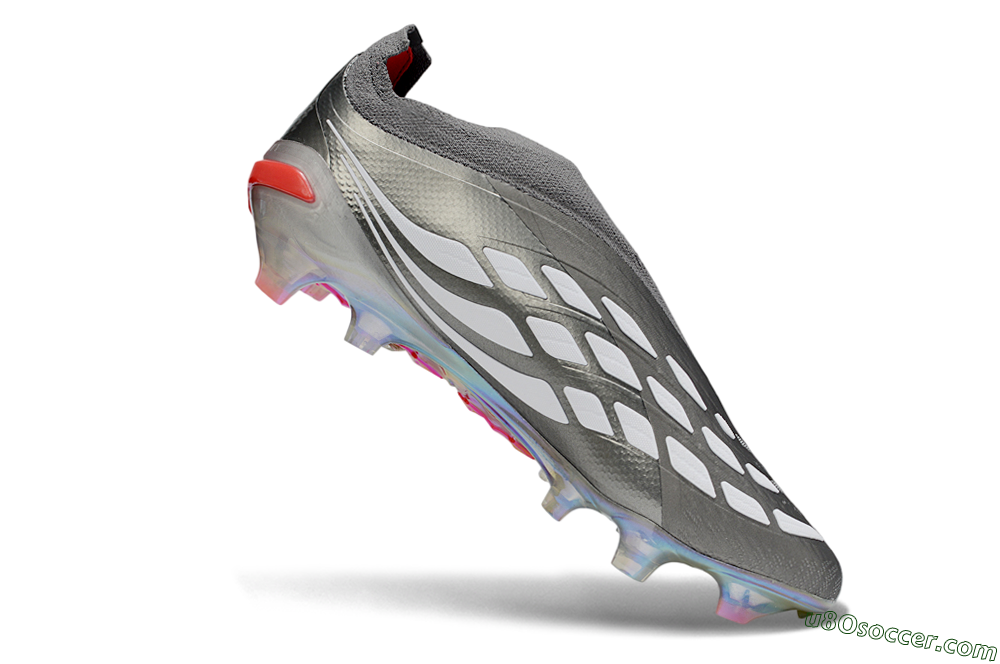 Adidas Predator 26 Elite Laceless FG Firm Ground Soccer Cleats - Gray/Electric Red/Silver 4