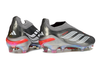 Adidas Predator 26 Elite Laceless FG Firm Ground Soccer Cleats - Gray/Electric Red/Silver