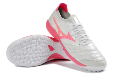 Mizuno Morelia Neo 4 TF Artificial Turf Soccer Shoes - White/Vibrant Pink/Soft Gray