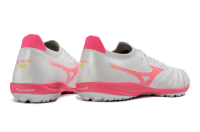 Mizuno Morelia Neo 4 TF Artificial Turf Soccer Shoes - White/Vibrant Pink/Soft Gray