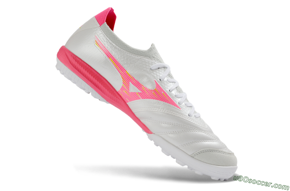 Mizuno Morelia Neo 4 TF Artificial Turf Soccer Shoes - White/Vibrant Pink/Soft Gray 4