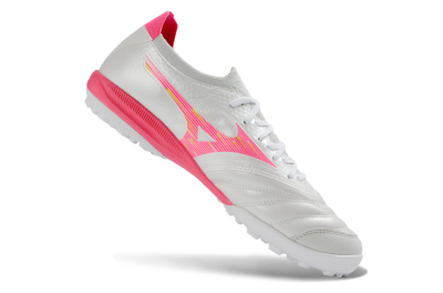 Mizuno Morelia Neo 4 TF Artificial Turf Soccer Shoes - White/Vibrant Pink/Soft Gray