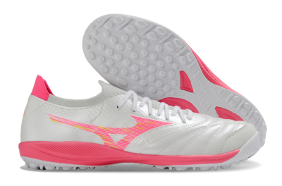 Mizuno Morelia Neo 4 TF Artificial Turf Soccer Shoes - White/Vibrant Pink/Soft Gray
