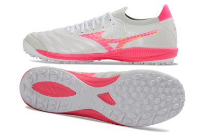 Mizuno Morelia Neo 4 TF Artificial Turf Soccer Shoes - White/Vibrant Pink/Soft Gray