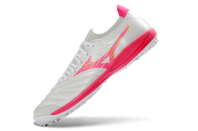 Mizuno Morelia Neo 4 TF Artificial Turf Soccer Shoes - White/Vibrant Pink/Soft Gray
