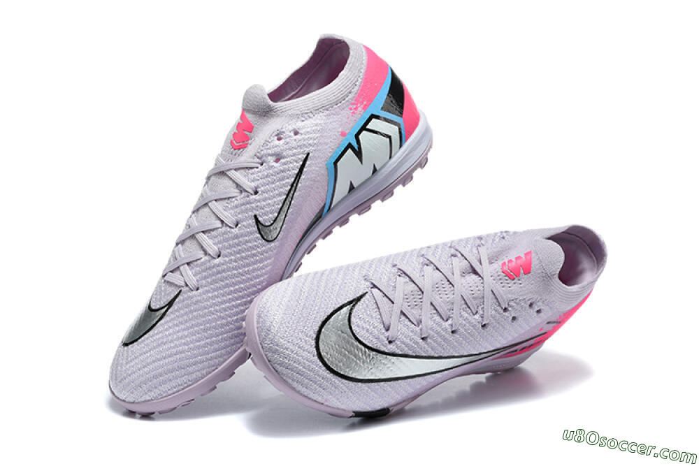 Nike Air Zoom Mercurial Vapor 17 Elite TF Artificial Turf Soccer Shoes - Lavender/Electric Pink/Sleek Silver 6