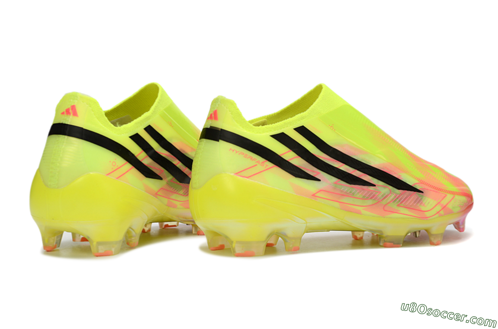 Adidas F50 Hyperfast 2026 World Cup Laceless FG Firm Ground Soccer Cleats - Yellow/Lime Burst/Radiant Pink 6