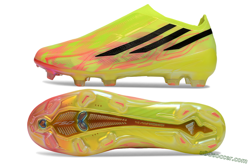 Adidas F50 Hyperfast 2026 World Cup Laceless FG Firm Ground Soccer Cleats - Yellow/Lime Burst/Radiant Pink 0