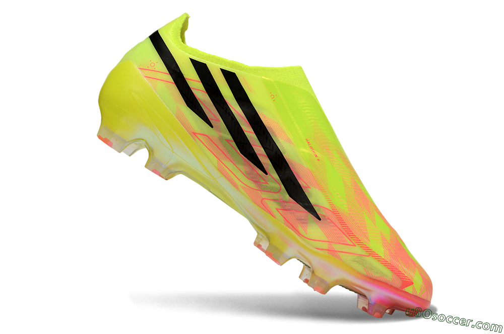 Adidas F50 Hyperfast 2026 World Cup Laceless FG Firm Ground Soccer Cleats - Yellow/Lime Burst/Radiant Pink 4