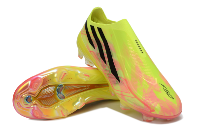 Adidas F50 Hyperfast 2026 World Cup Laceless FG Firm Ground Soccer Cleats - Yellow/Lime Burst/Radiant Pink
