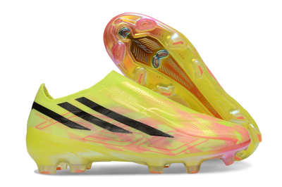 Adidas F50 Hyperfast 2026 World Cup Laceless FG Firm Ground Soccer Cleats - Yellow/Lime Burst/Radiant Pink
