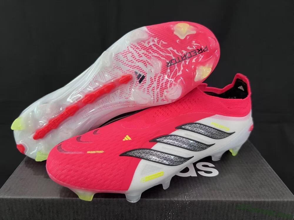 Adidas Predator 26 Elite Laceless FG Firm Ground Soccer Cleats - Pink/Electric Pink/White