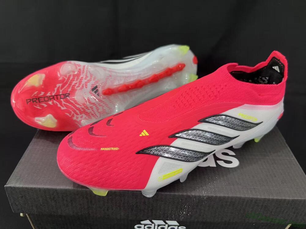 Adidas Predator 26 Elite Laceless FG Firm Ground Soccer Cleats - Pink/Electric Pink/White
