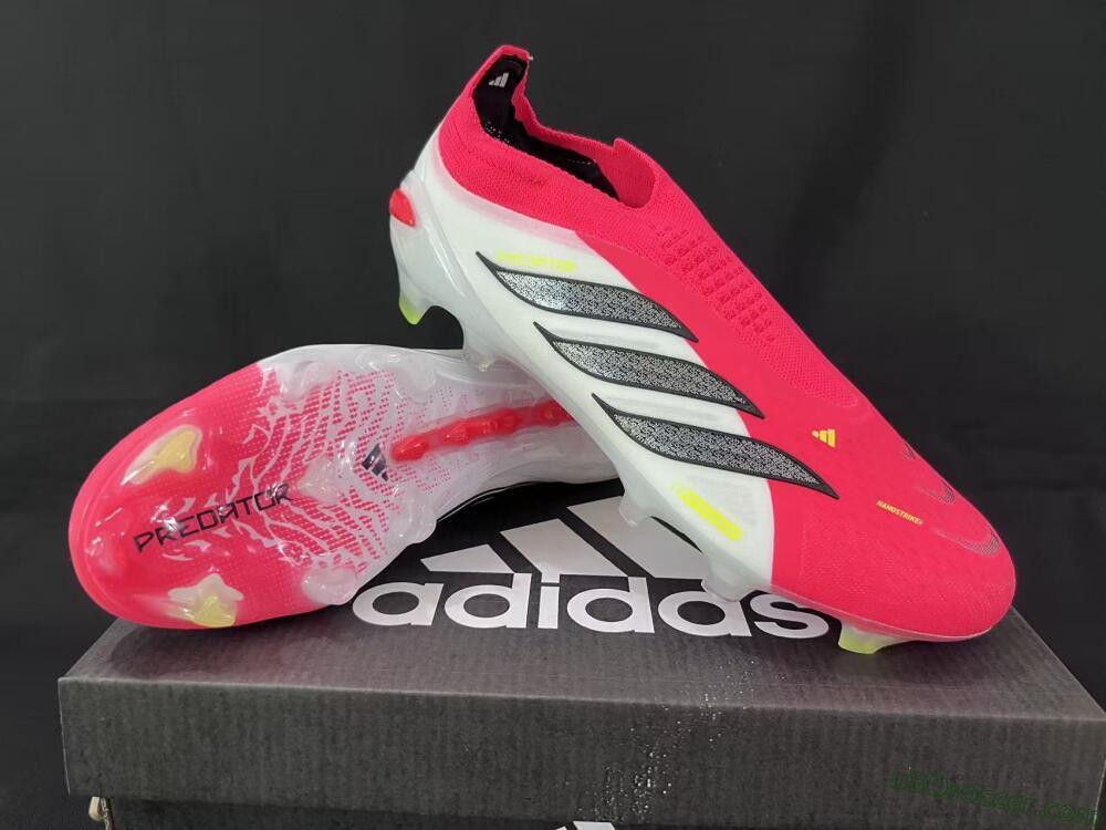 Adidas Predator 26 Elite Laceless FG Firm Ground Soccer Cleats - Pink/Electric Pink/White