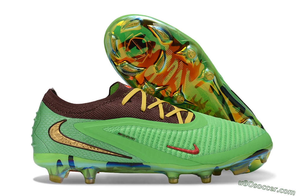 Nike Phantom 6 Elite Low FG Firm Ground Soccer Cleats - Green/Bright Green/Copper Brown 1