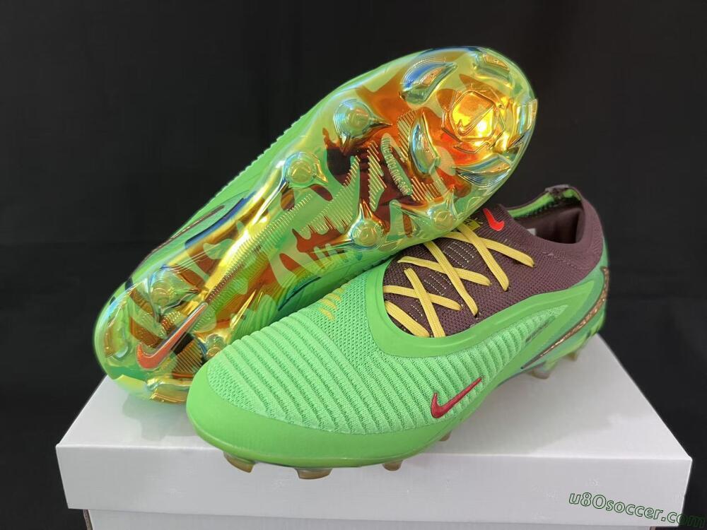 Nike Phantom 6 Elite Low FG Firm Ground Soccer Cleats - Green/Bright Green/Copper Brown