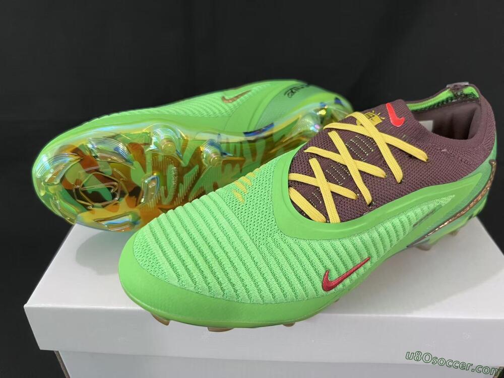 Nike Phantom 6 Elite Low FG Firm Ground Soccer Cleats - Green/Bright Green/Copper Brown