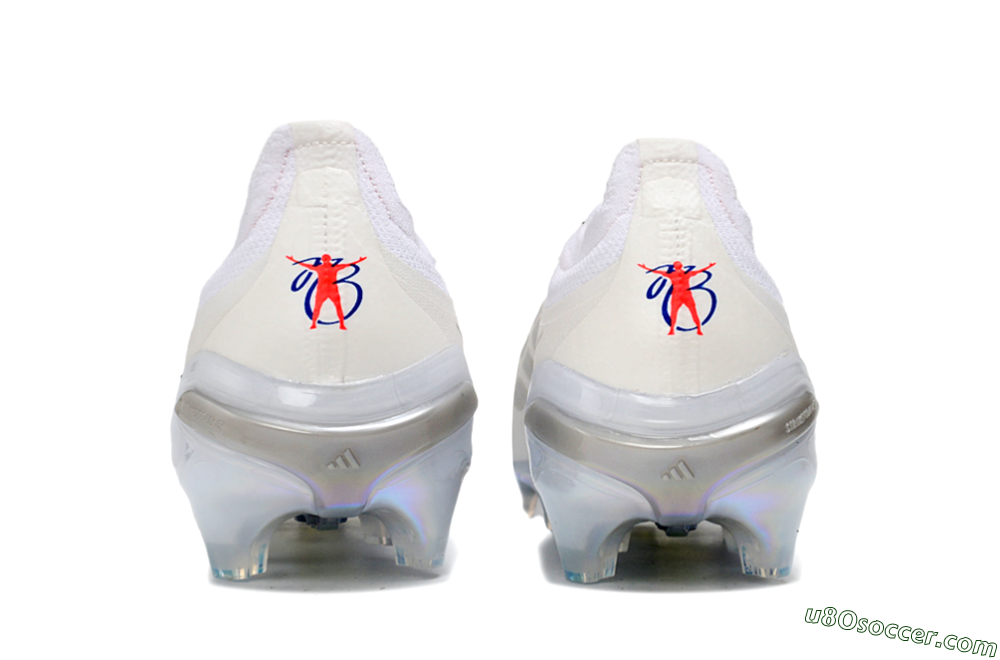 Adidas Predator 26 Elite Laceless FG Firm Ground Soccer Cleats - White/Electric Blue/Iridescent Silver 5