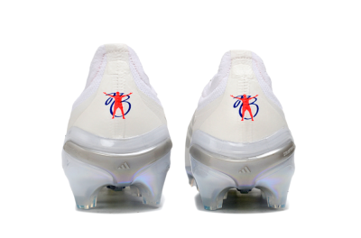 Adidas Predator 26 Elite Laceless FG Firm Ground Soccer Cleats - White/Electric Blue/Iridescent Silver