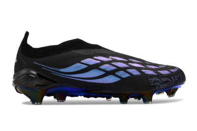 Adidas Predator 26 Elite Laceless FG Firm Ground Soccer Cleats - Black/Iridescent Blue/Neon Teal