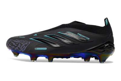 Adidas Predator 26 Elite Laceless FG Firm Ground Soccer Cleats - Black/Iridescent Blue/Neon Teal