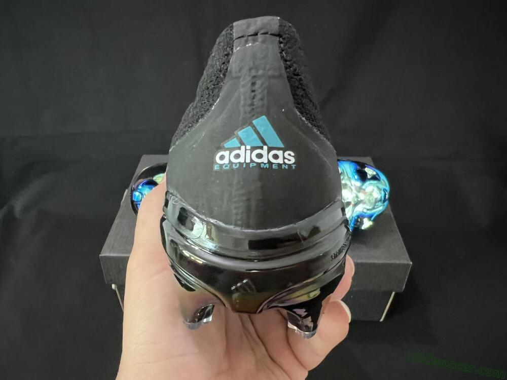 Adidas Predator 26 Elite Laceless FG Firm Ground Soccer Cleats - Black/Iridescent Blue/Neon Teal
