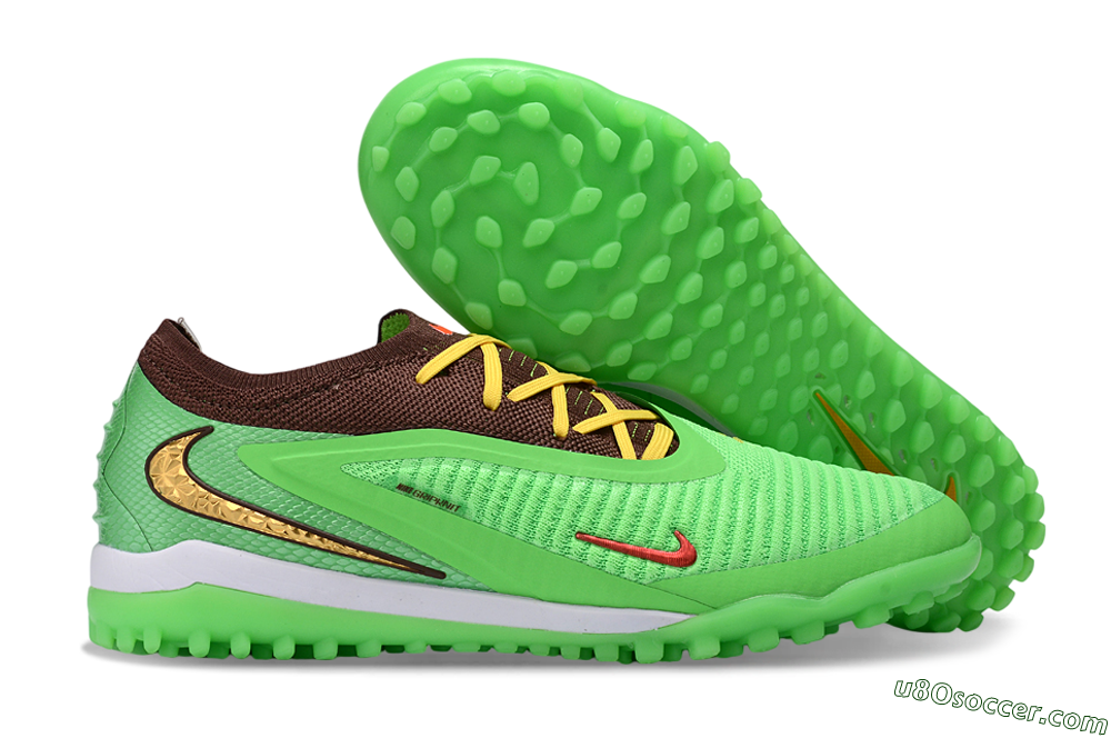 Nike Phantom 6 Elite Low TF Artificial Turf Soccer Shoes - Green/Lime Green/Brown 1