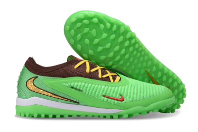 Nike Phantom 6 Elite Low TF Artificial Turf Soccer Shoes - Green/Lime Green/Brown