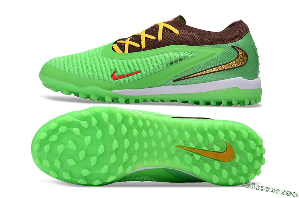 Nike Phantom 6 Elite Low TF Artificial Turf Soccer Shoes - Green/Lime Green/Brown 0