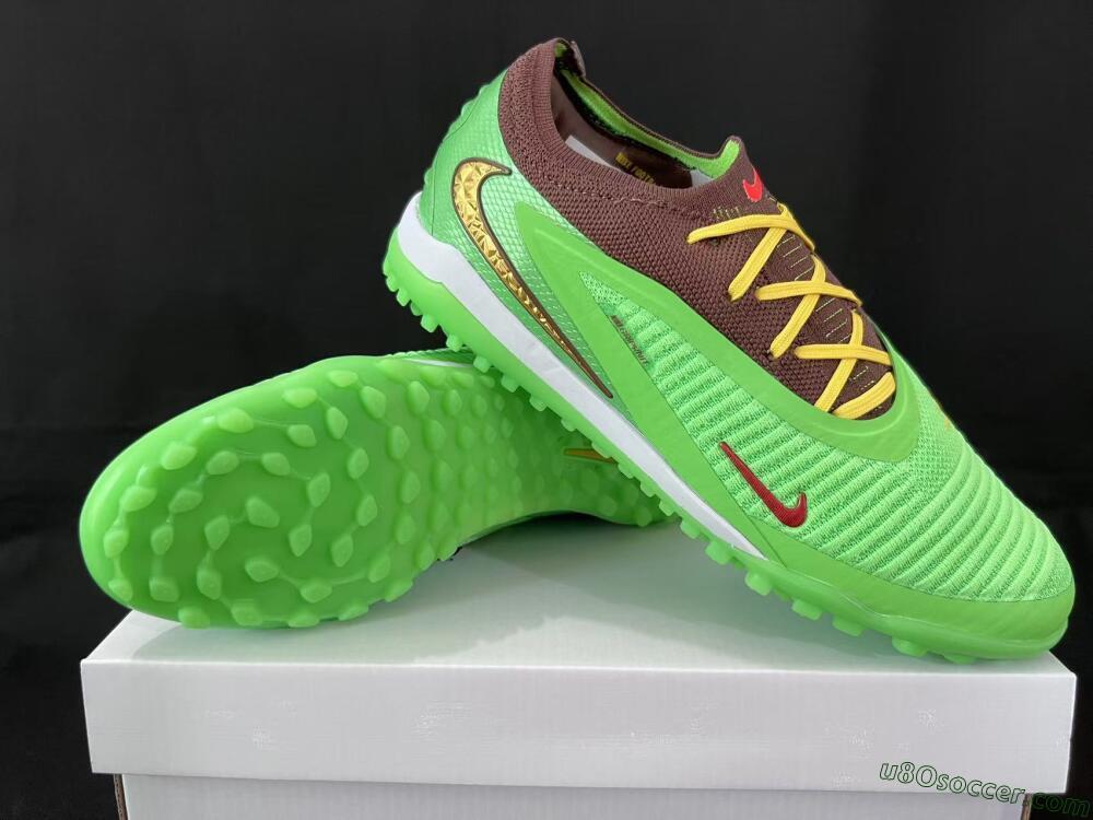 Nike Phantom 6 Elite Low TF Artificial Turf Soccer Shoes - Green/Lime Green/Brown