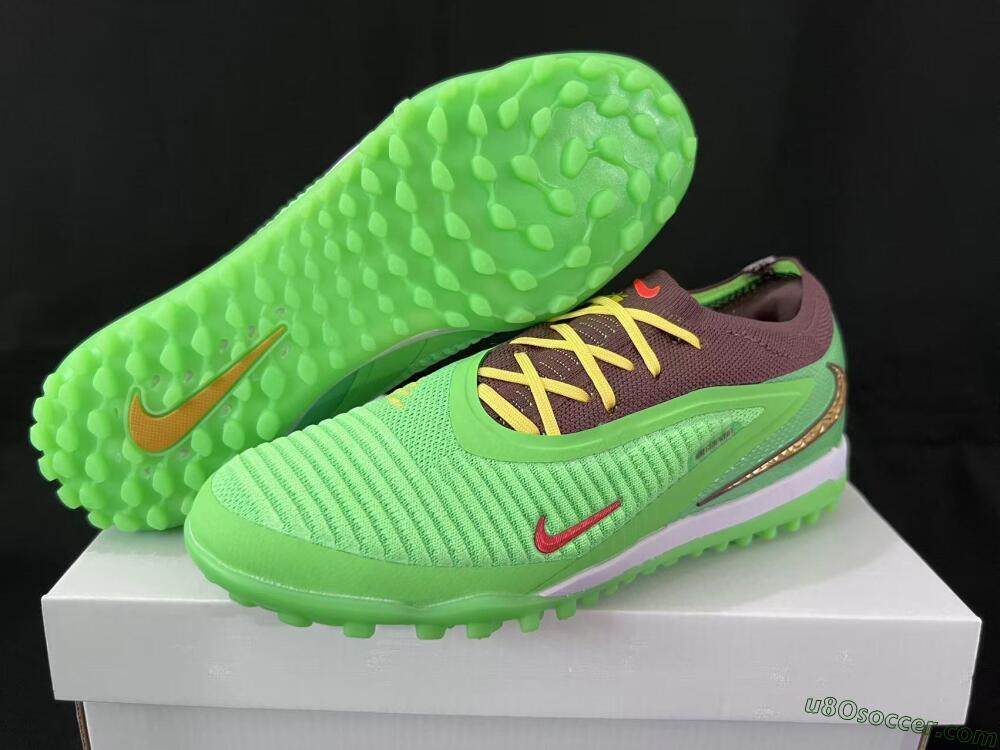 Nike Phantom 6 Elite Low TF Artificial Turf Soccer Shoes - Green/Lime Green/Brown