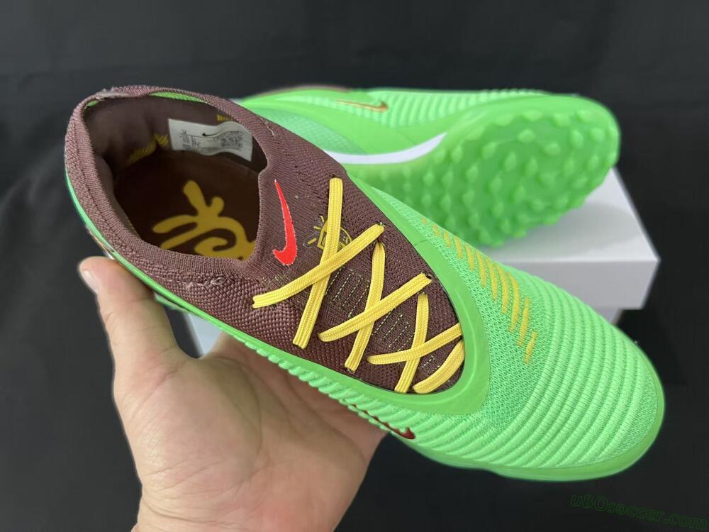 Nike Phantom 6 Elite Low TF Artificial Turf Soccer Shoes - Green/Lime Green/Brown